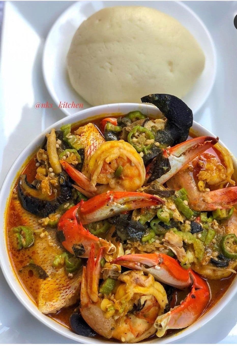 Seafood Okra with Crabs, Snail & Fish